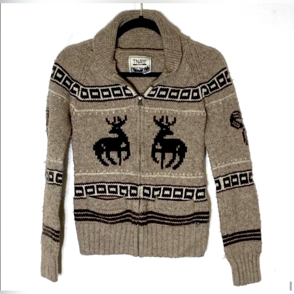 Aritzia TNA Lambswool Deer Sea To Sky Cowichan Style
Sweater XS